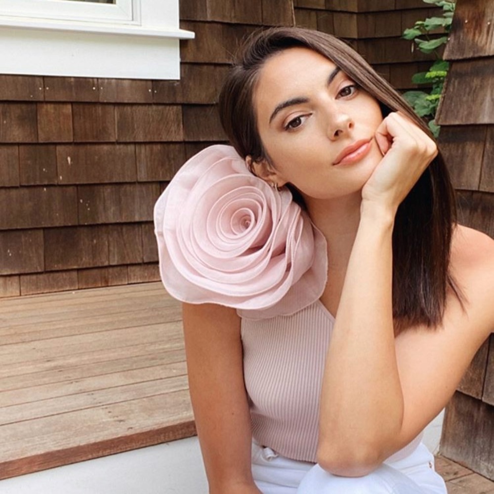 Zara Pink Floral Asymmetrical Shoulder Top